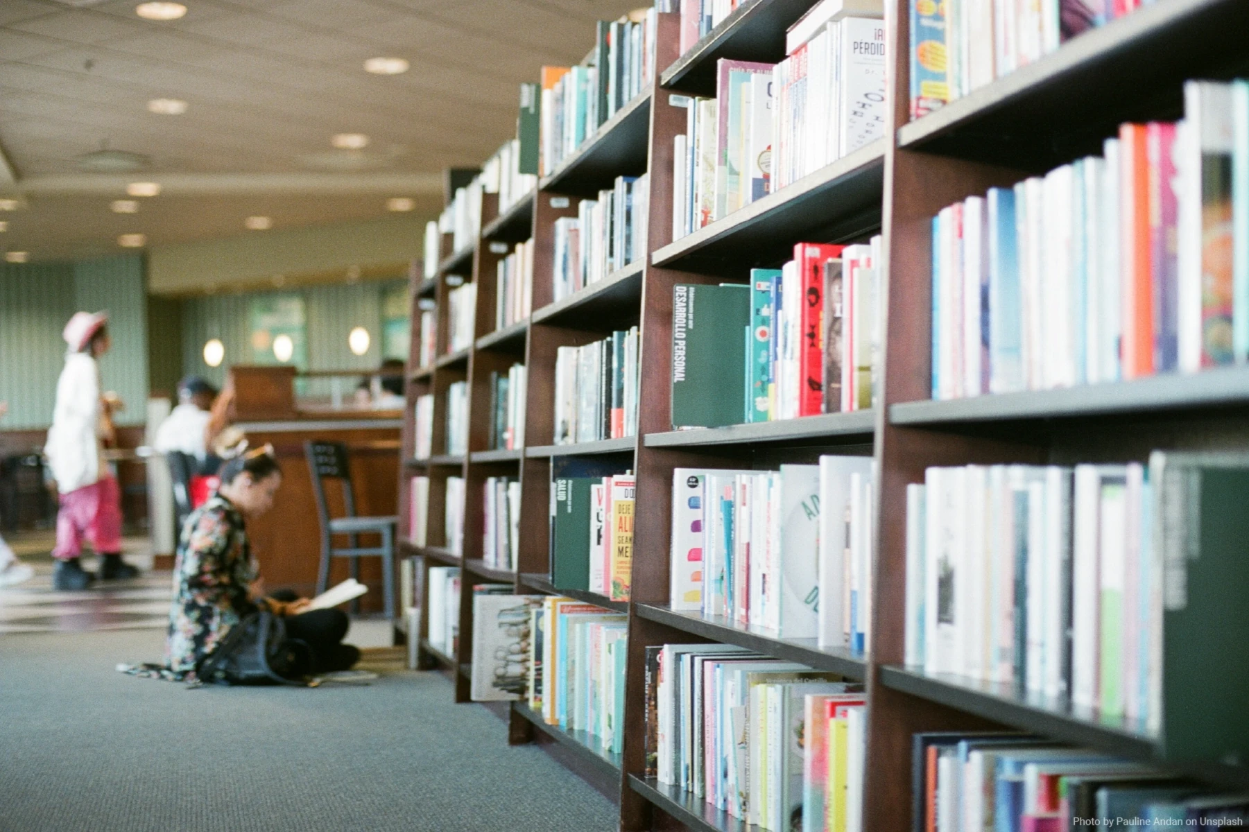 Student studying in a library